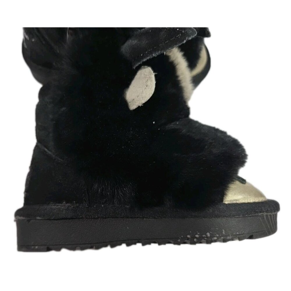Ozwear Ugg Girls Zip Donkey Boots Gold Black Fuzzy Boots, Toddlers Sz 5 / 6 - Picture 4 of 8